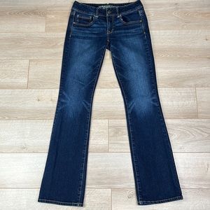 American Eagle Dark Wash Kick Boot Stretch Jeans Size 6 Long